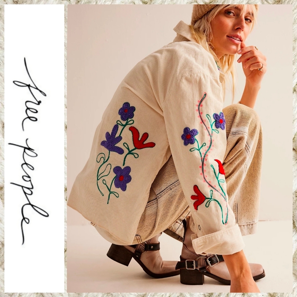Free People We The Free Winter Bloom Embroidered Pullover
